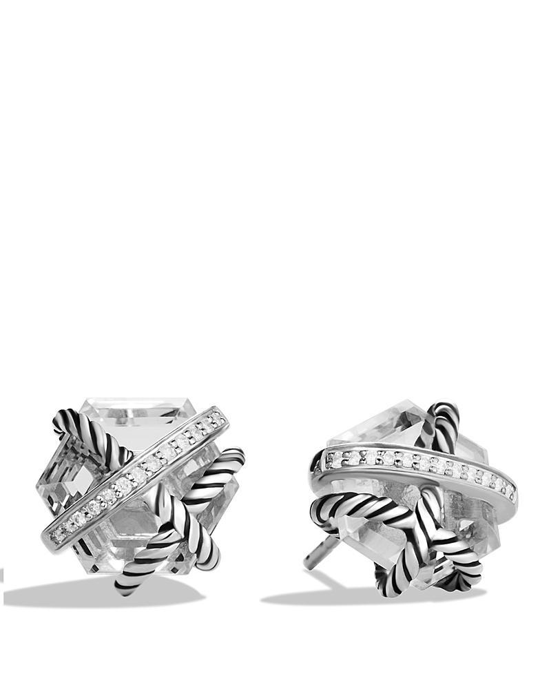 David Yurman Cable Wrap Earrings with Crystal and Diamonds, 10mm Product Image