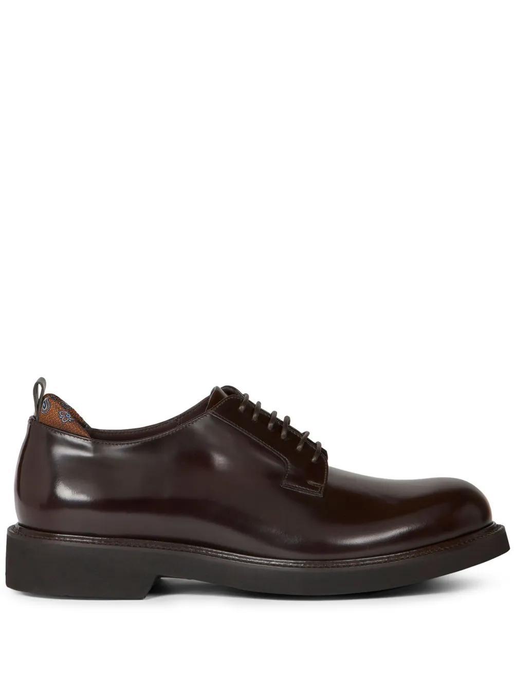 ETRO Leather Lace-up Shoes In Dark Brown Product Image