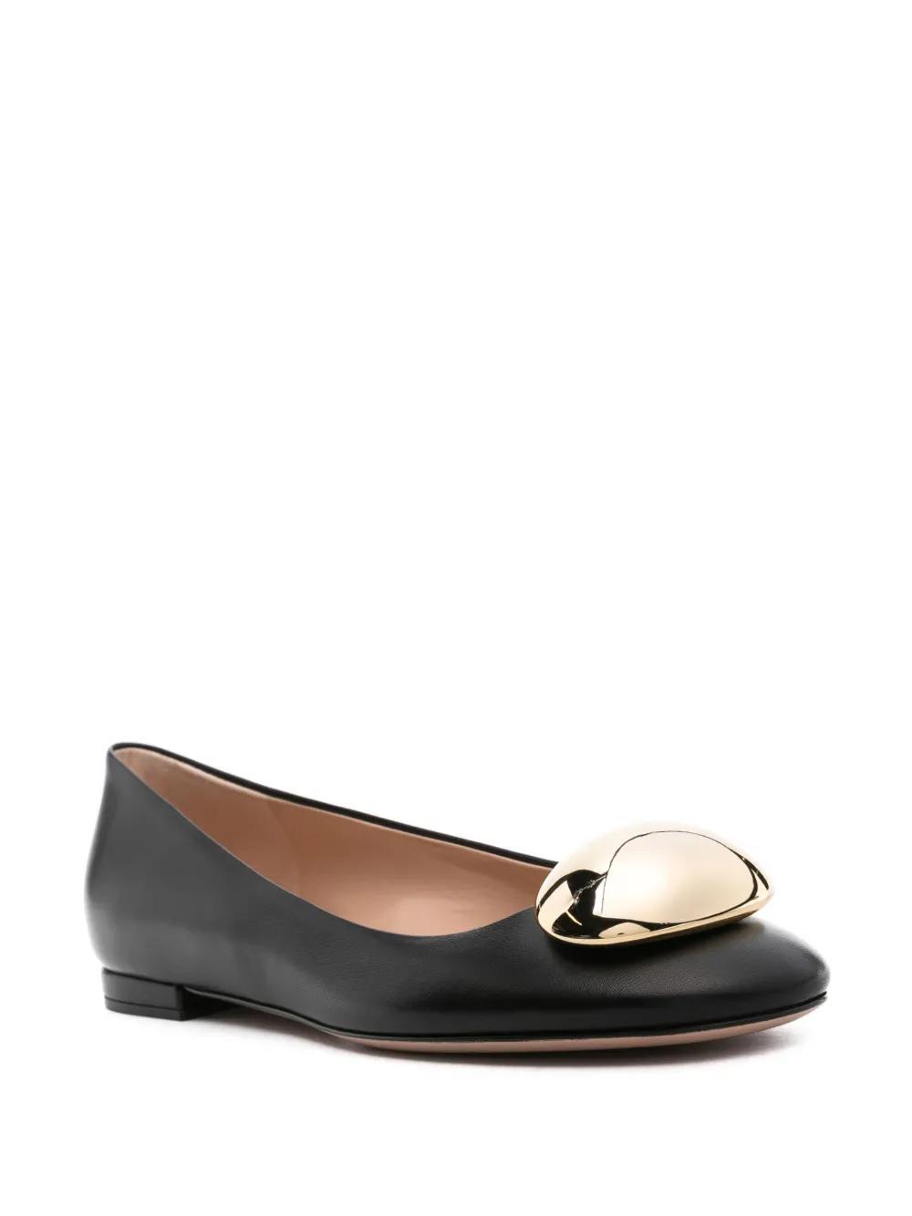 round-toe leather ballerina shoes Product Image