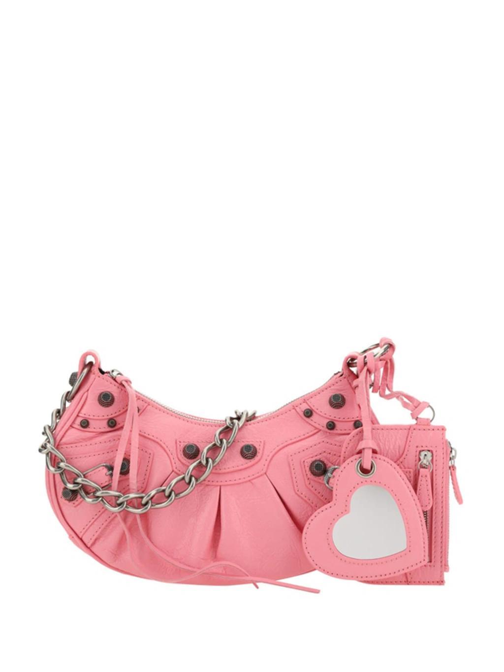 BALENCIAGA Women Pink Nappa Leather Le Cagole Xs Crossbody Bag Product Image