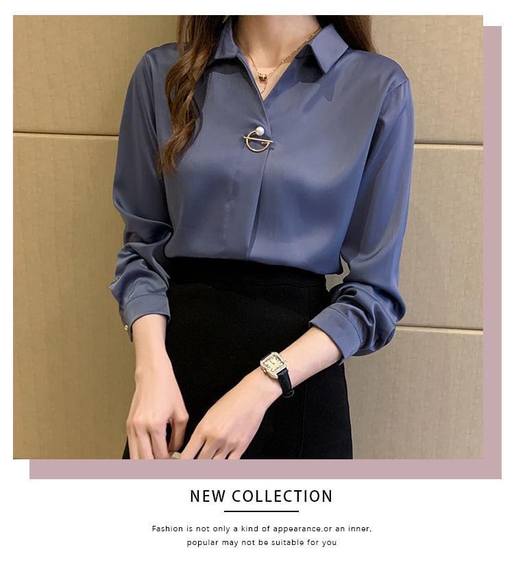 Long-Sleeve Plain Shirt Product Image
