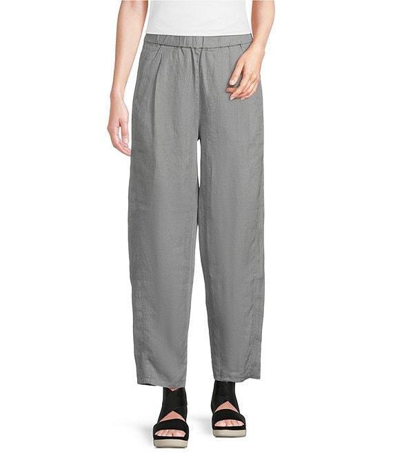 Eileen Fisher Petite Organic Linen Elastic Waist Pleated Lantern Ankle Pants Product Image