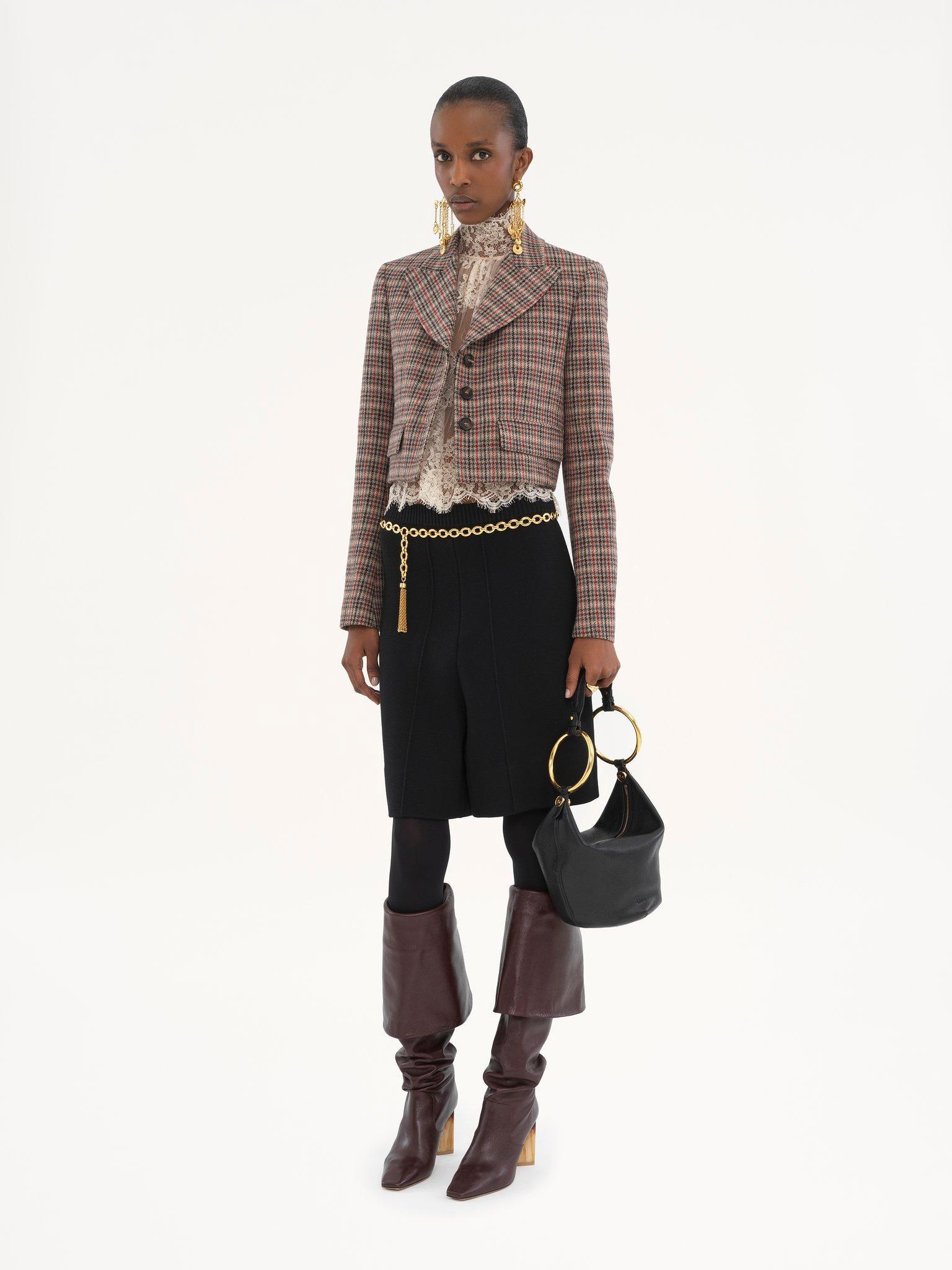 Cropped Spencer jacket in houndstooth wool Product Image