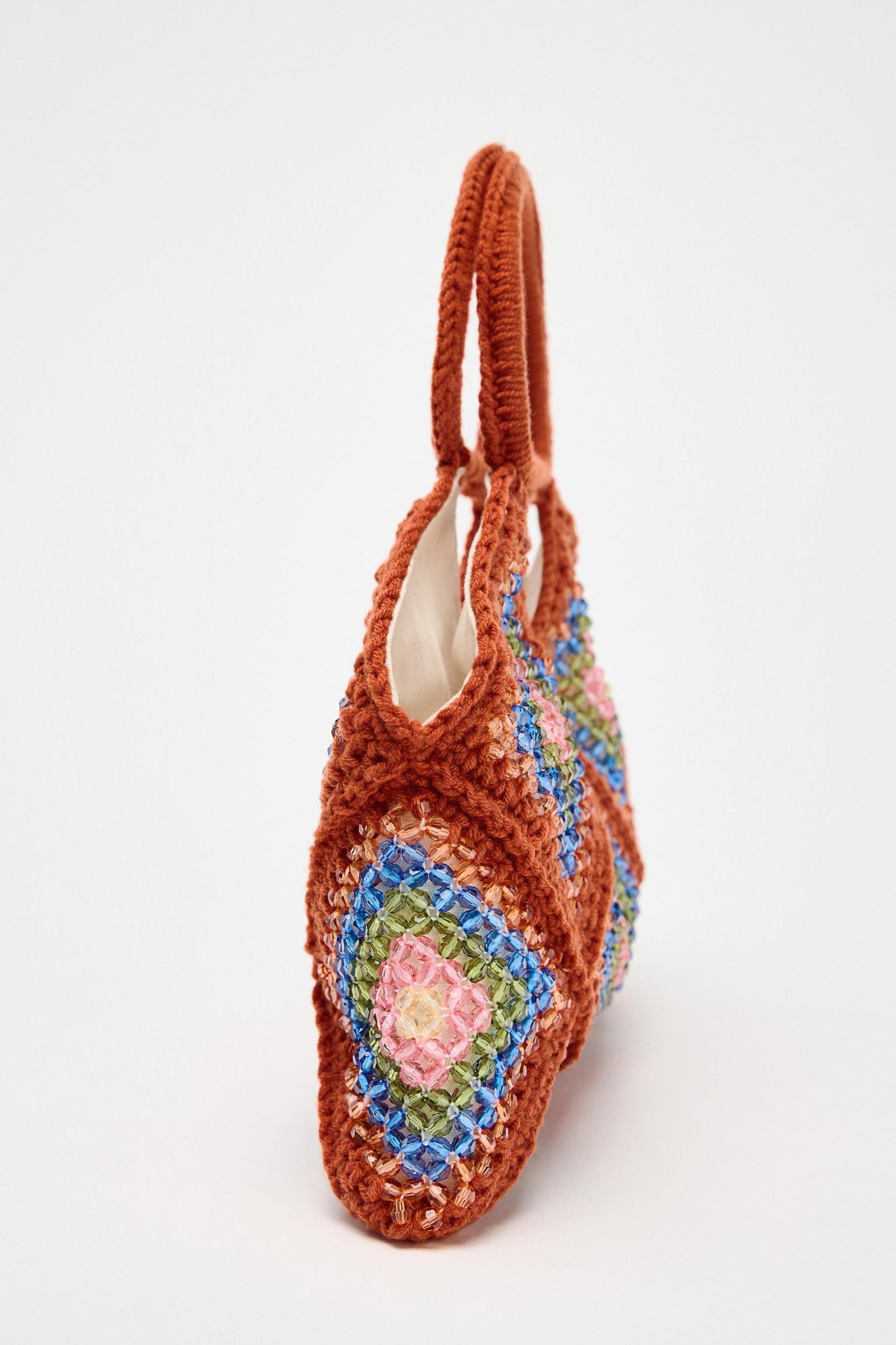 BEADED CROCHET MINI BUCKET BAG Product Image