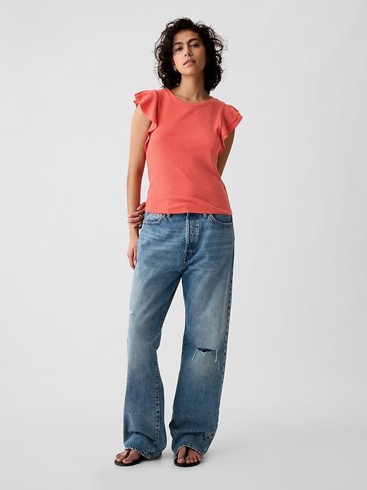 Essential Rib Flutter-Sleeve Shirt Product Image