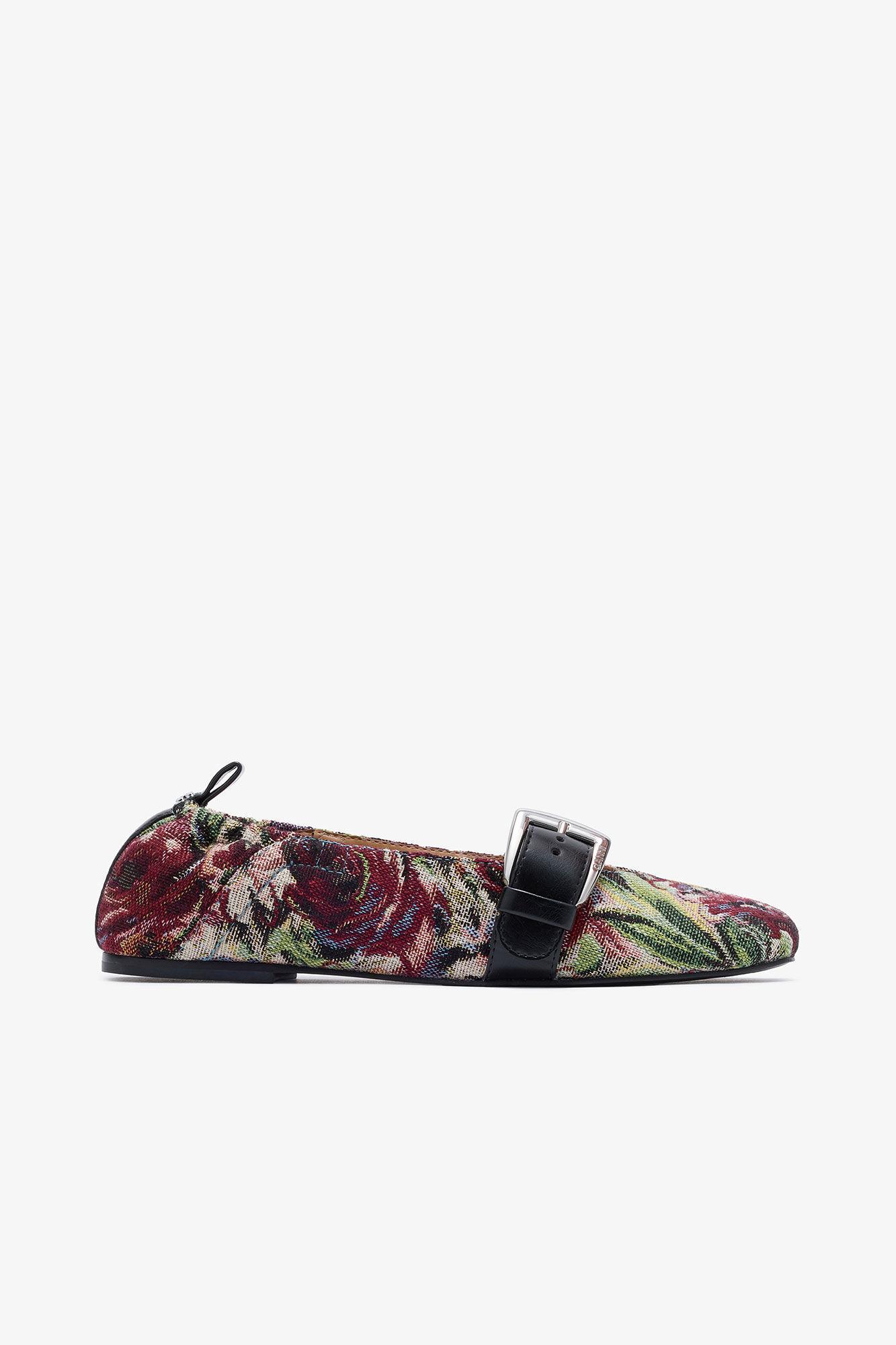 Buckle Strap Ballerinas in Tapestry Product Image