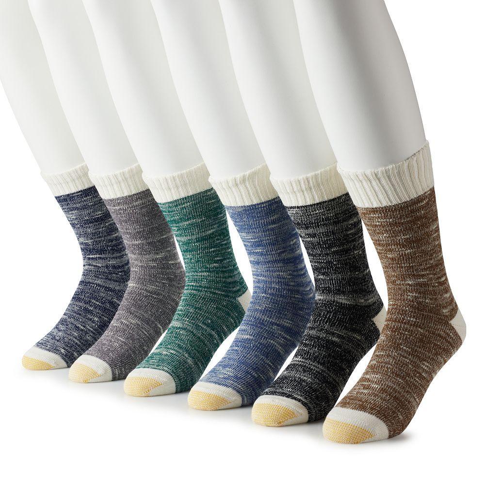 Men's GOLDTOE® 6-pack Hudson Crew Socks, Size: 6-12, Blue Gray Natural Product Image