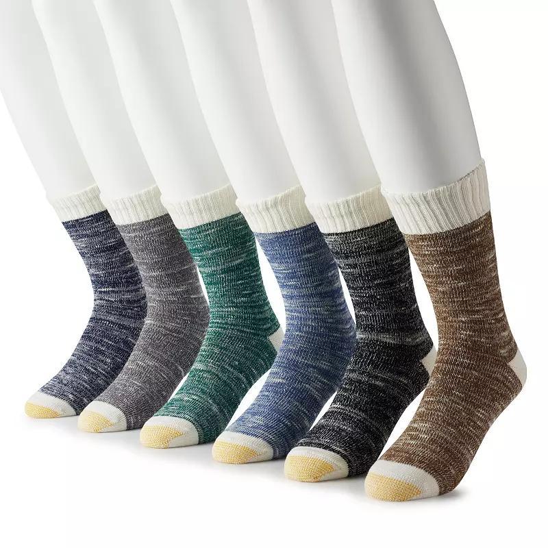 Men's GOLDTOE® 6-pack Hudson Crew Socks, Size: 6-12, Blue Gray Natural Product Image