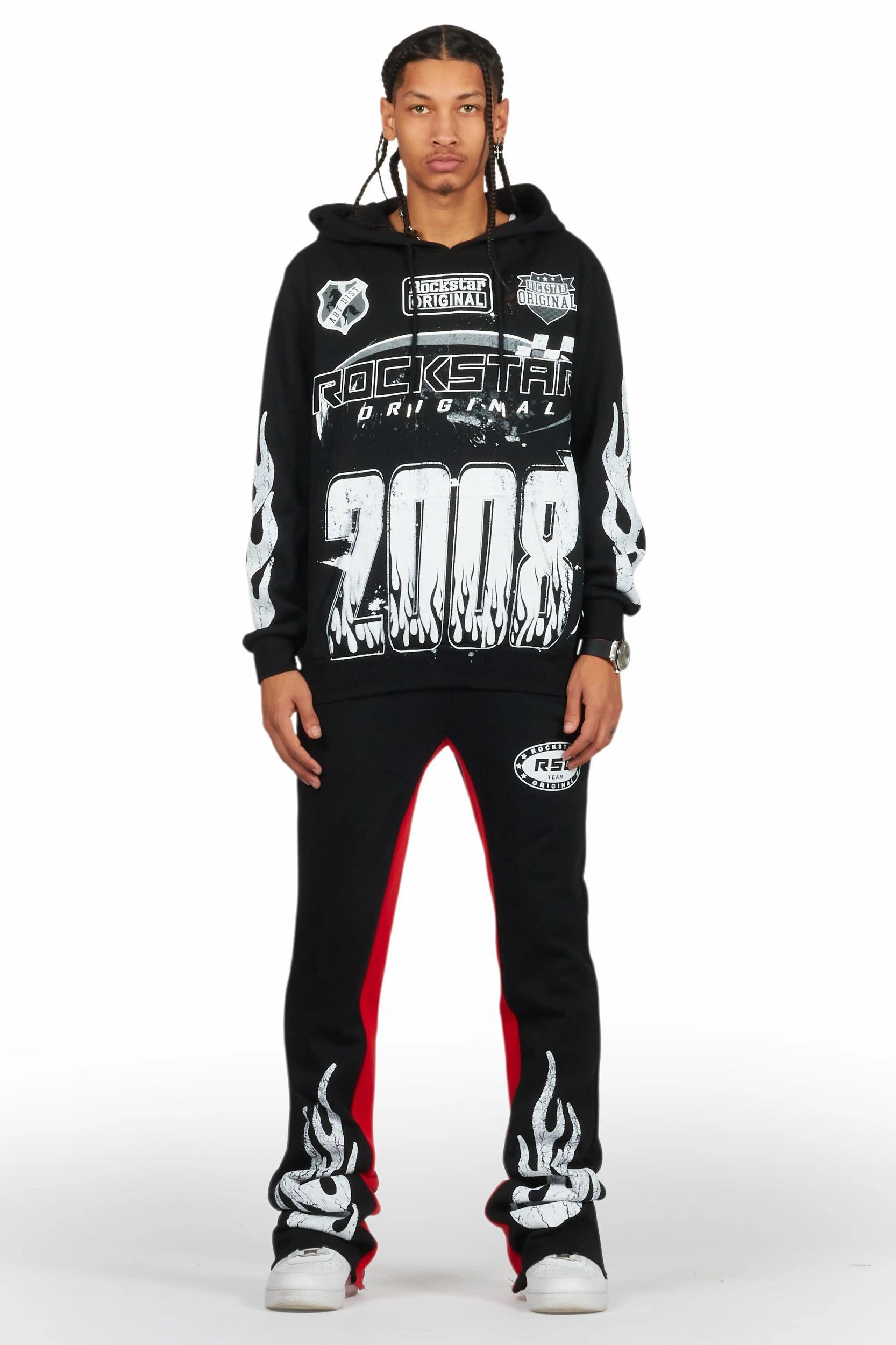 Amos Black Hoodie/Baggy Track Pant Set Male Product Image