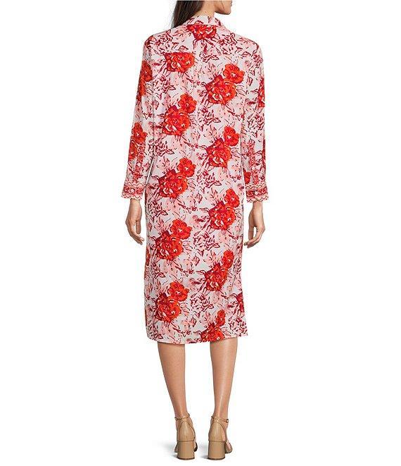 Jude Connally Martha Painted Blooms Print Point Collar Long Sleeve Midi Dress Product Image