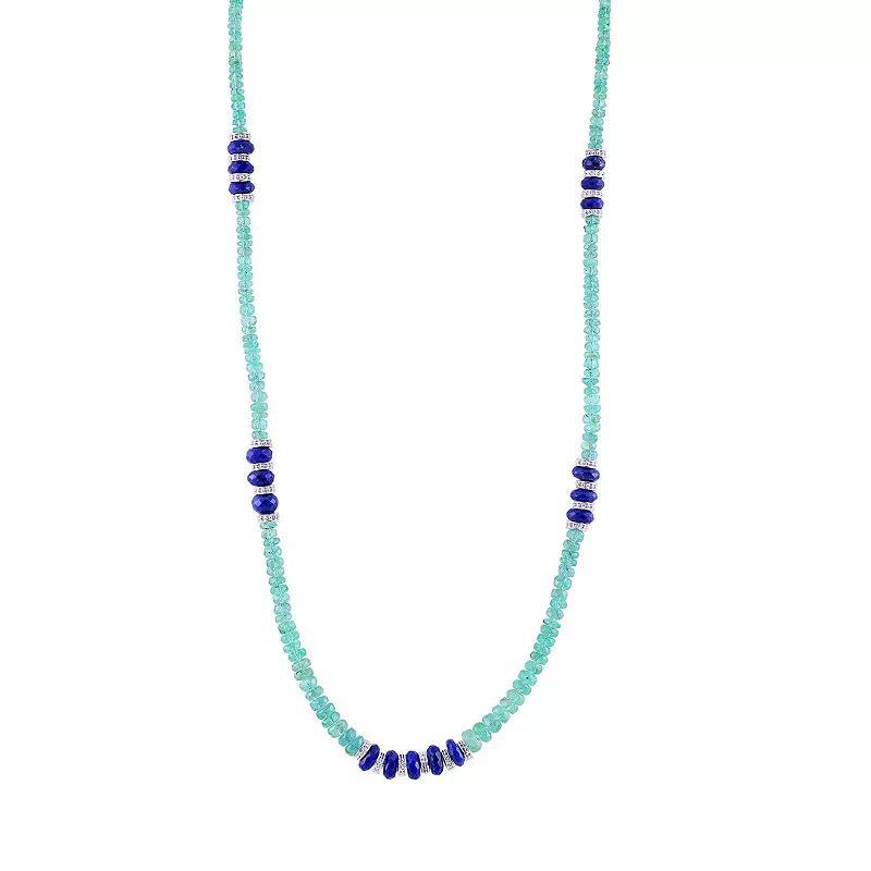 Gemistry Sterling Silver Gemstone Beaded Necklace, Women's, Size: 18", Green Lapis Product Image