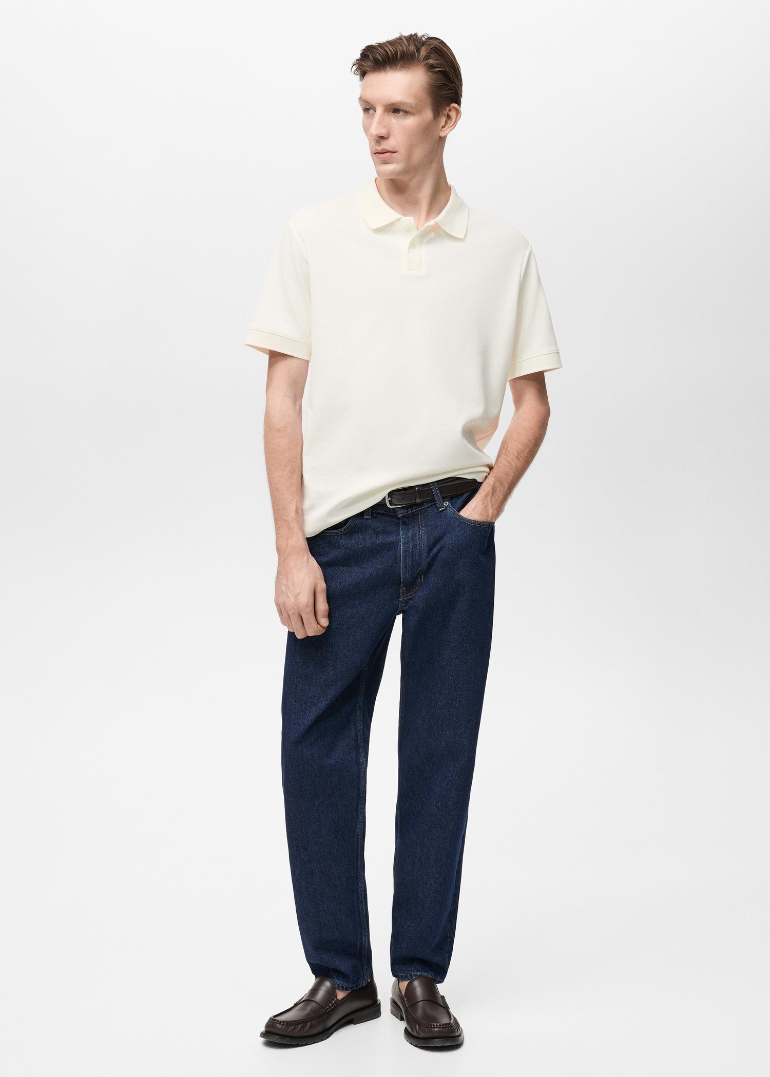 Structured knitted polo shirt - Men | MANGO USA Product Image
