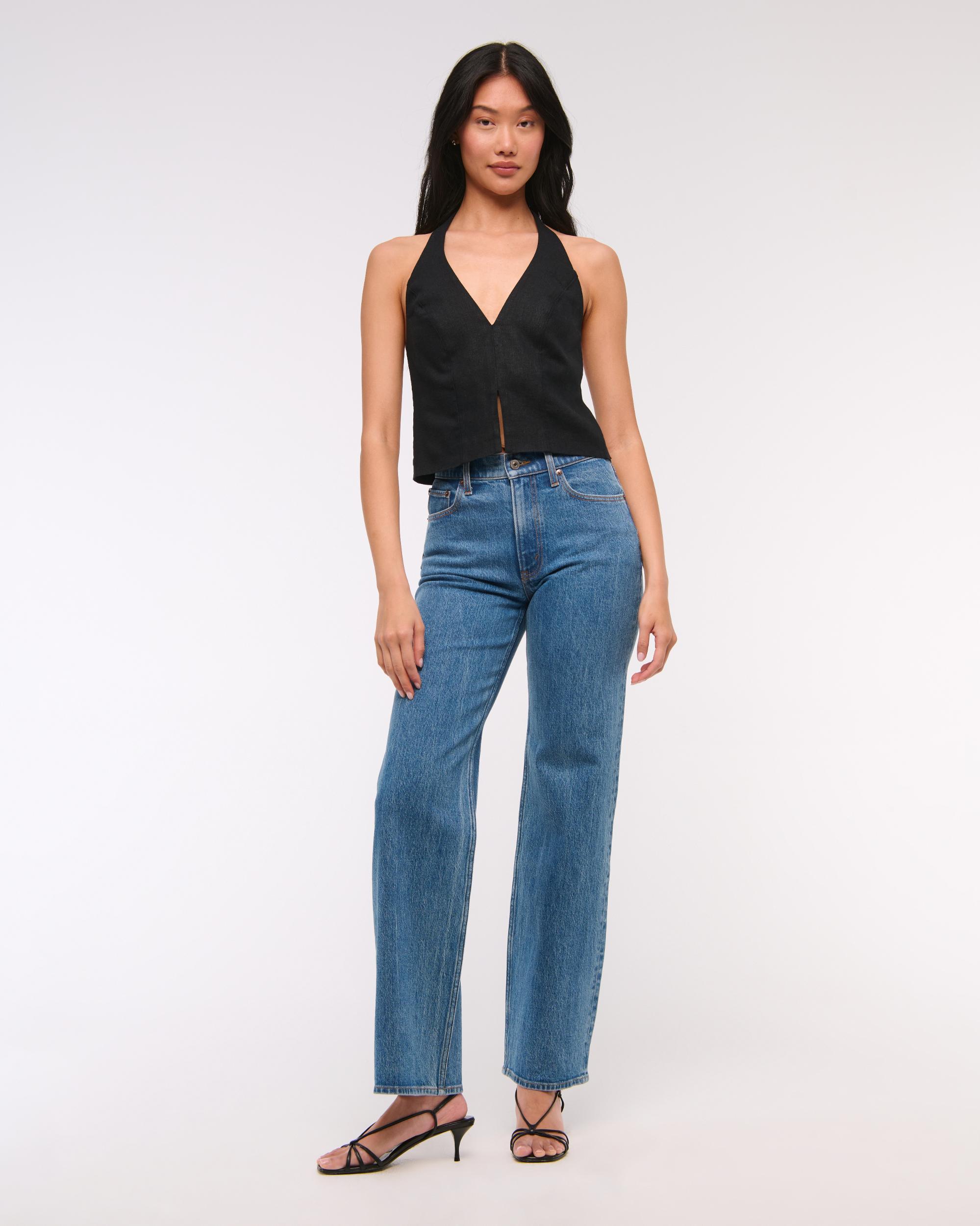 Linen-Blend Tailored Halter Vest Product Image