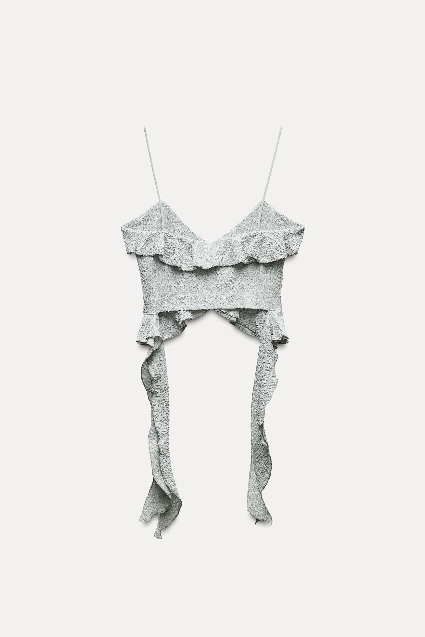 RUFFLED TEXTURED CROP TOP Product Image