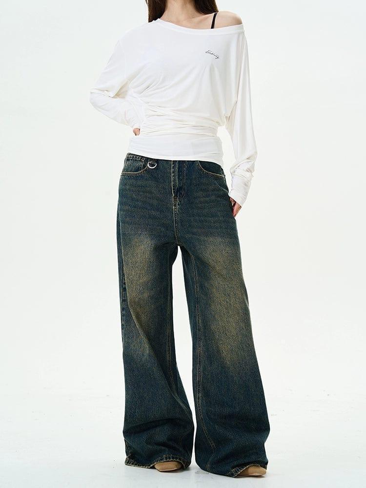 RT No. 12063 RETRO BLUE DENIM STRAIGHT JEANS Product Image
