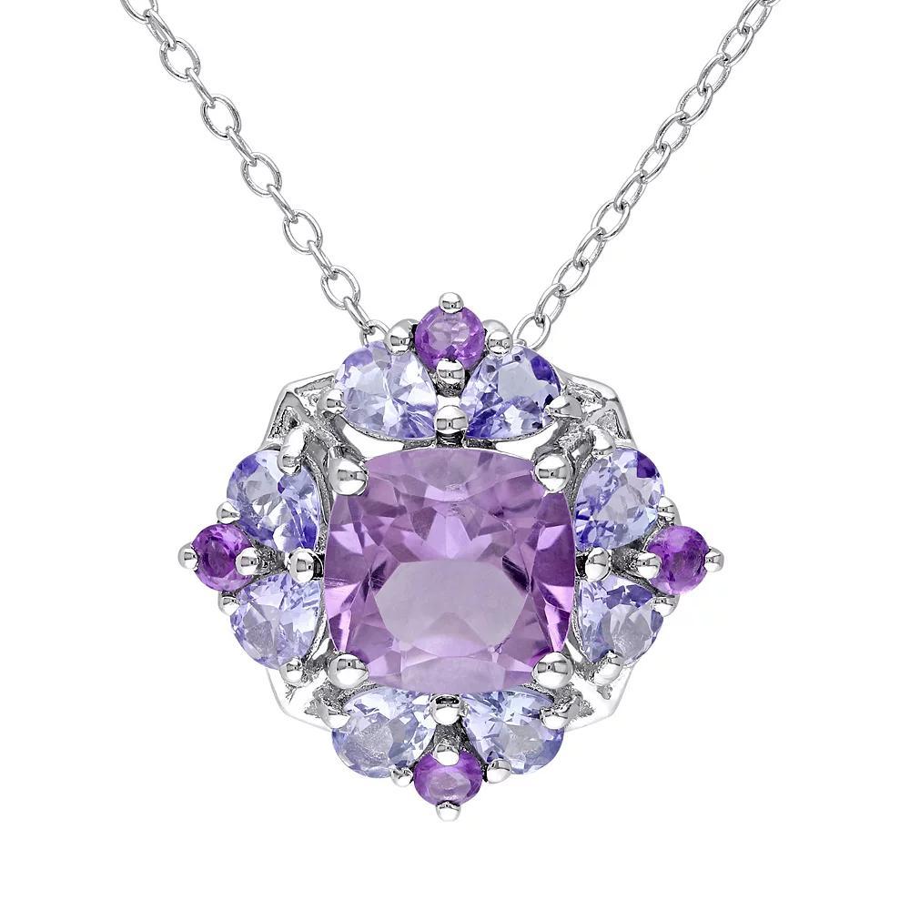 Stella Grace Amethyst & Tanzanite Sterling Silver Flower Pendant Necklace, Women's, Size: 18", Purple Product Image