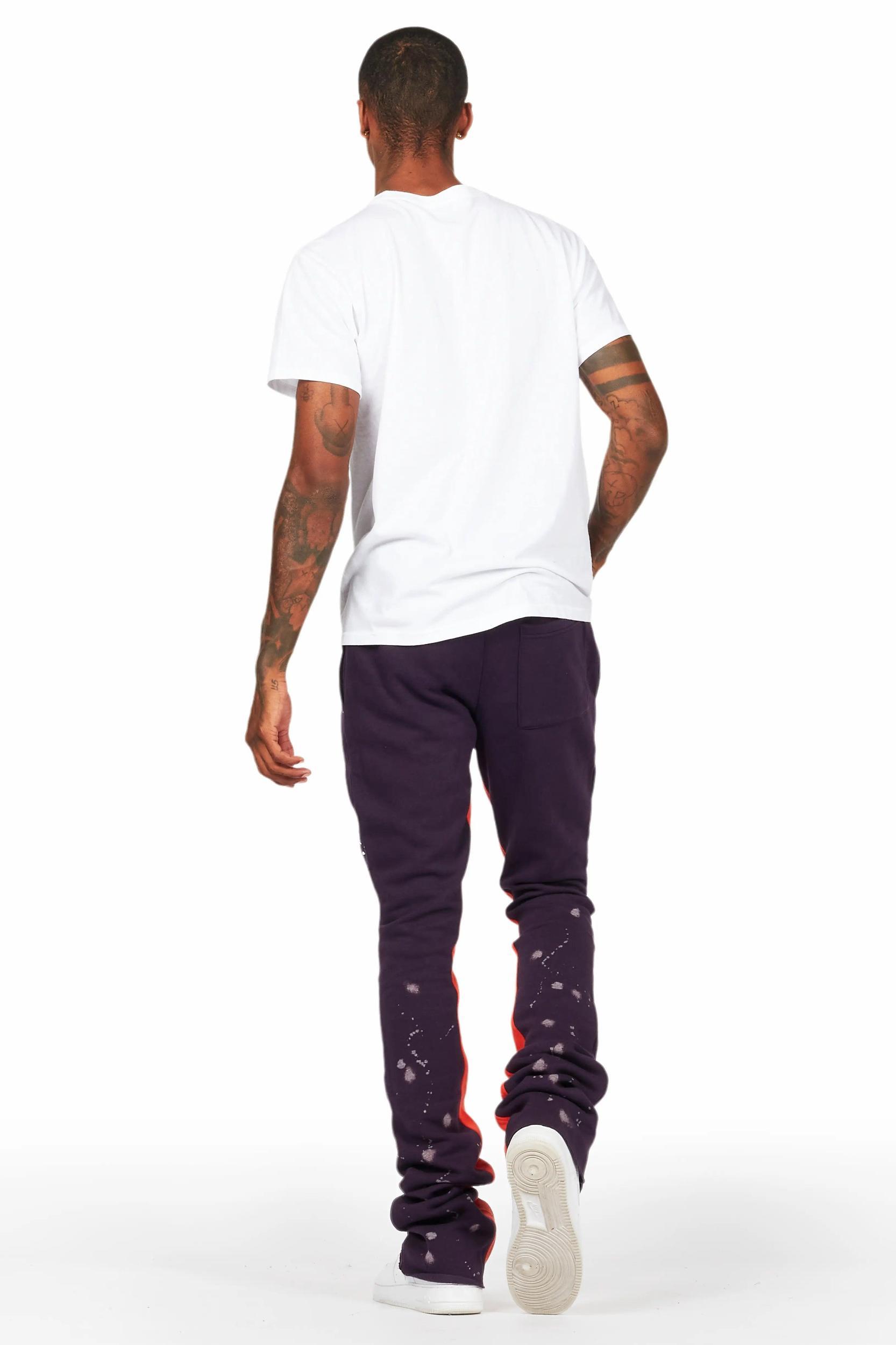 Tanko Purple Patchwork Stacked Flare Track Pant Male Product Image
