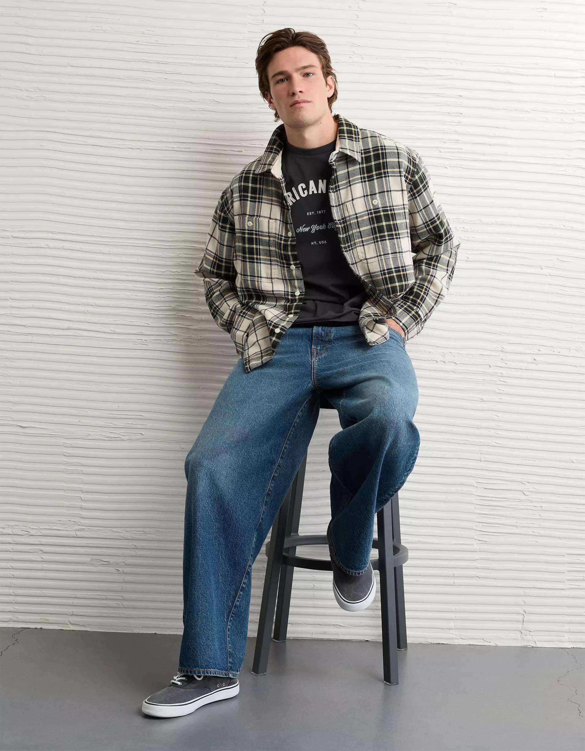 AE Textured Flannel Shirt Product Image