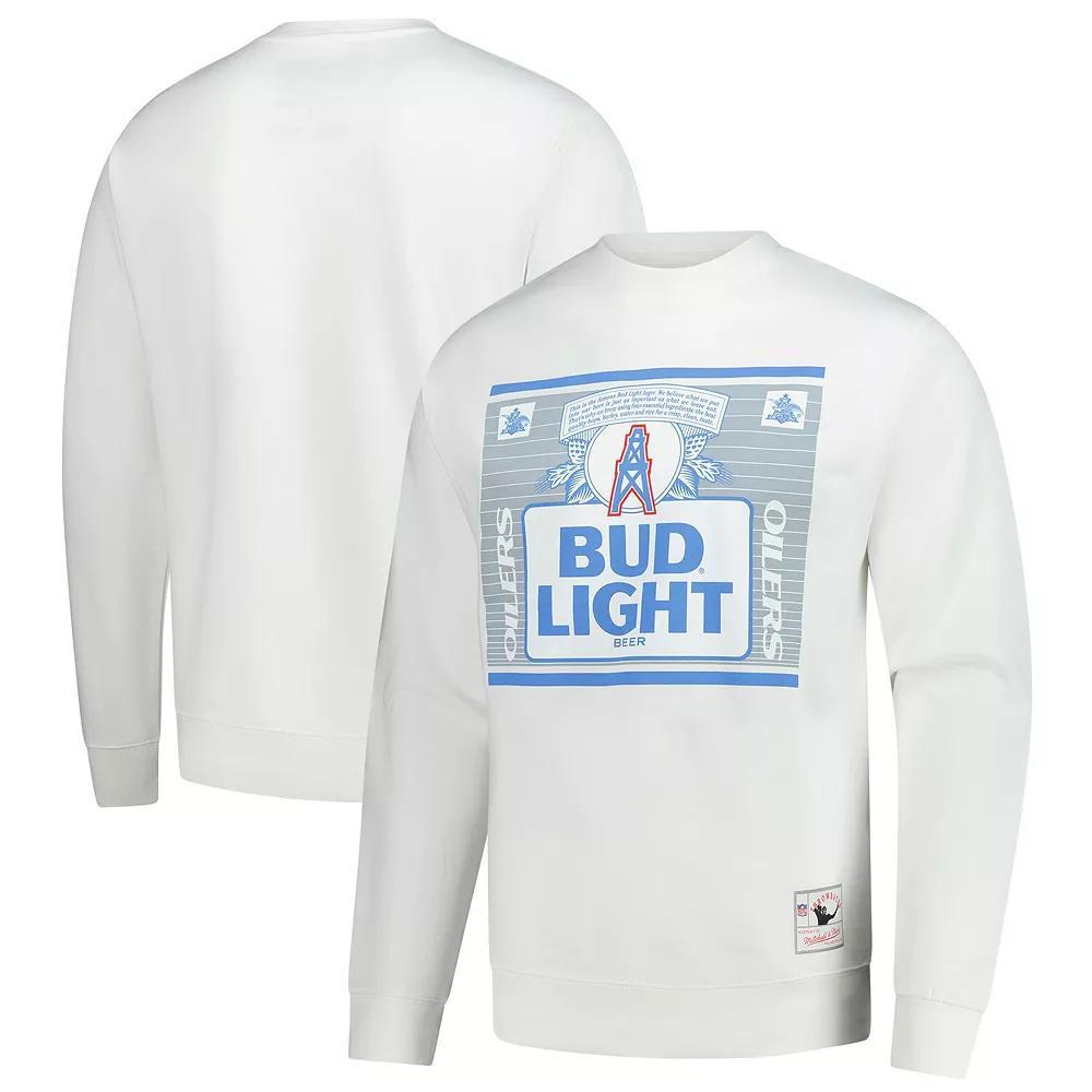 Men's Mitchell & Ness White Houston Oilers NFL x Bud Light The Crest Pullover Sweatshirt, Size: 3XL, Nfl White Product Image