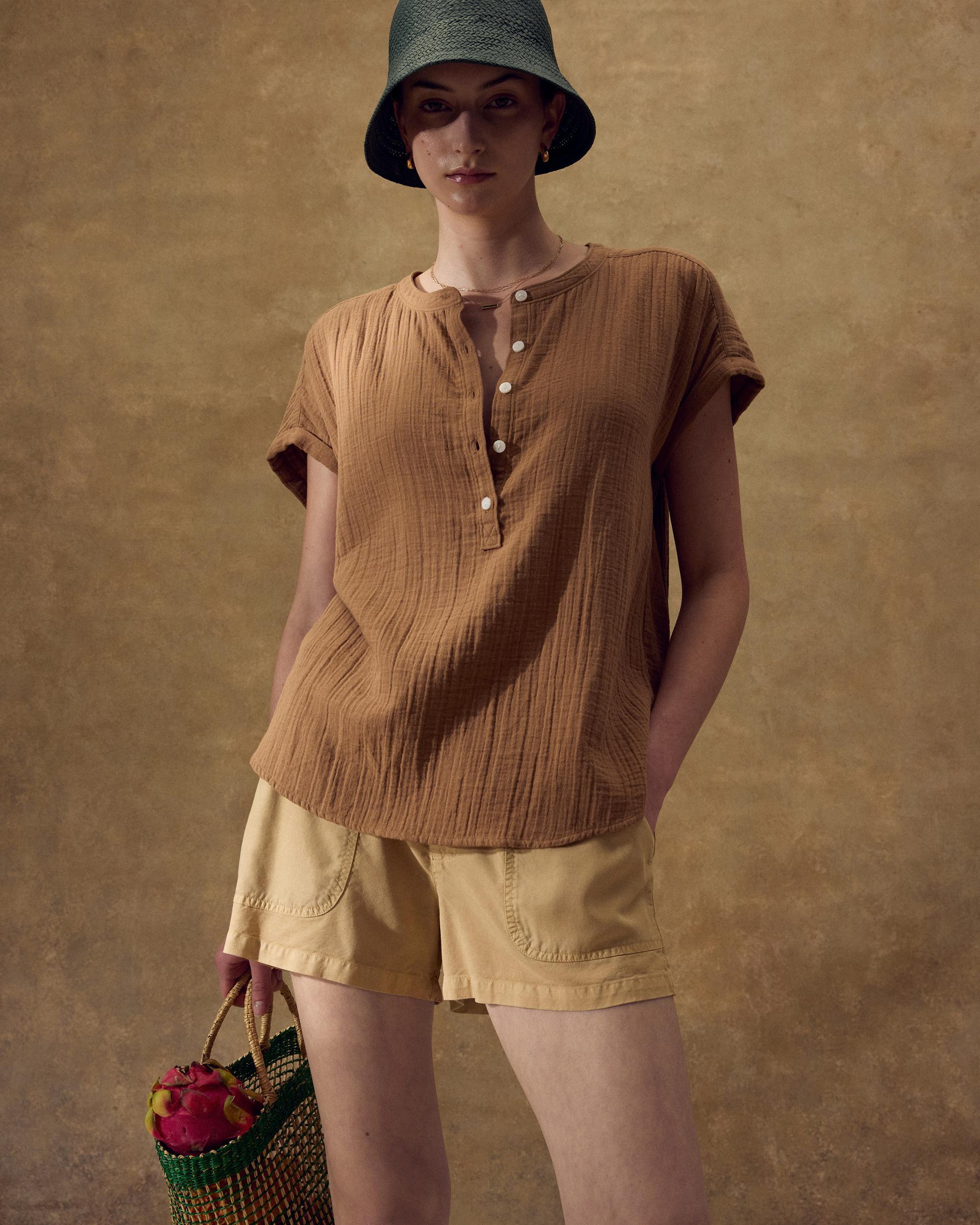 Quince | Women's Gauze Roll Sleeve Shirt Size XL, Organic Cotton Product Image