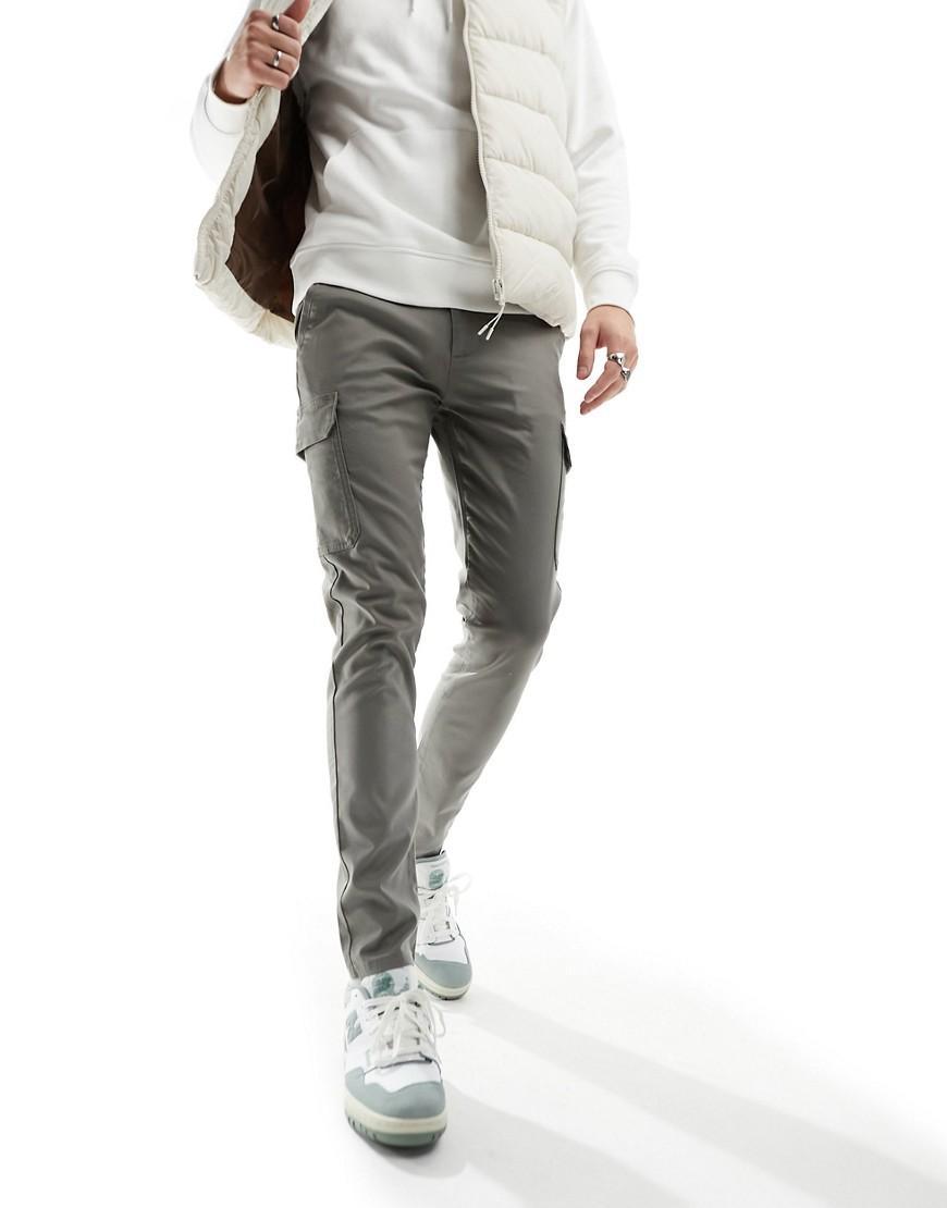 ASOS DESIGN skinny cargo pants in gray Product Image