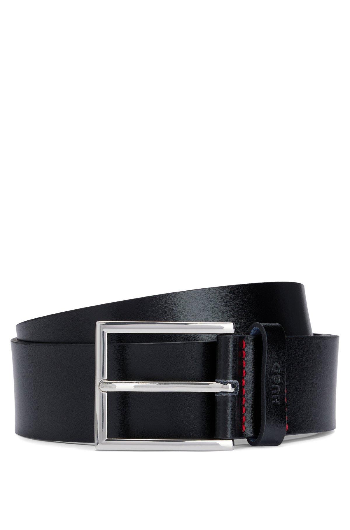 Leather belt with logo-stamped keeper Product Image