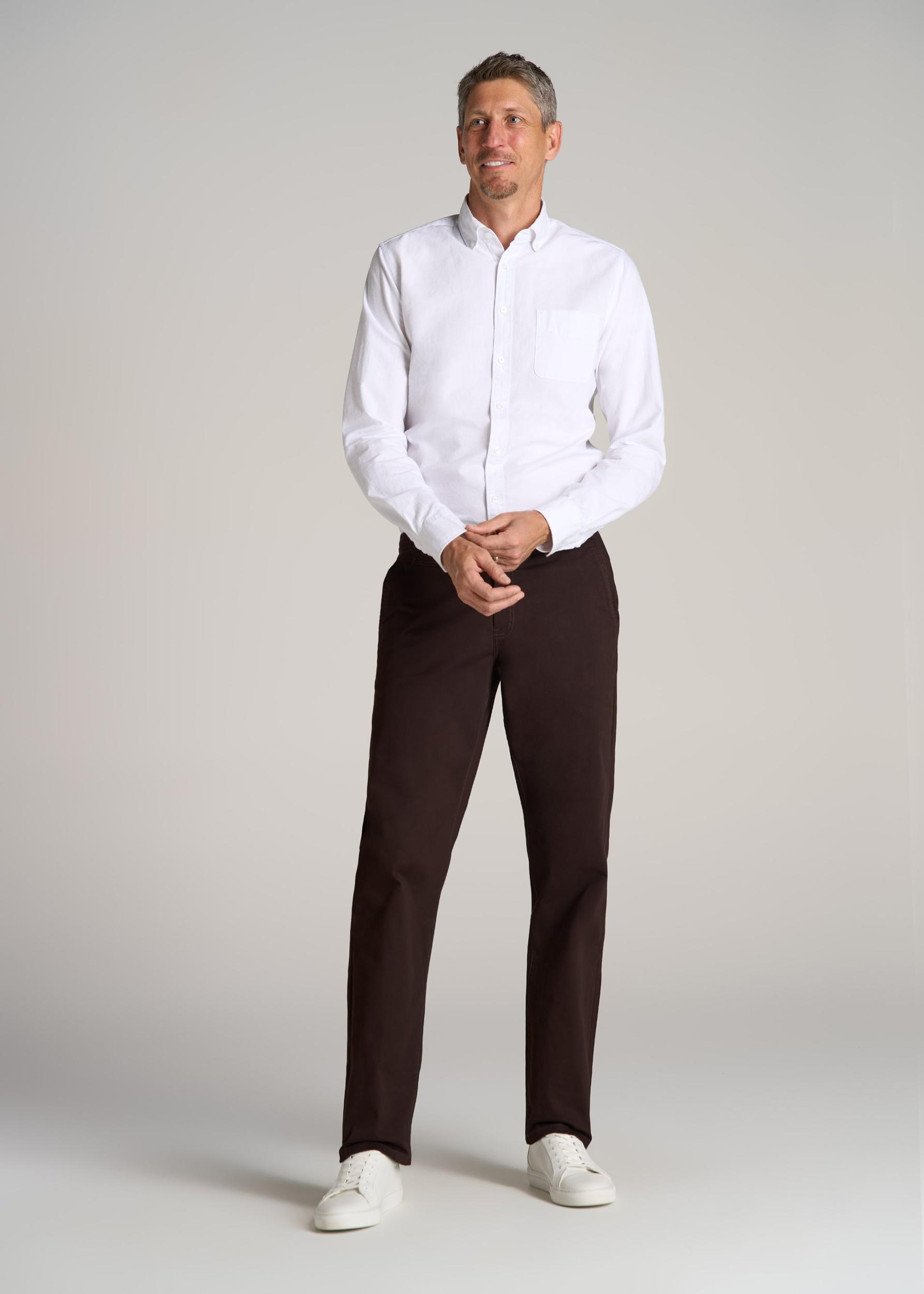 J1 STRAIGHT Leg Chinos for Tall Men in Chocolate Product Image