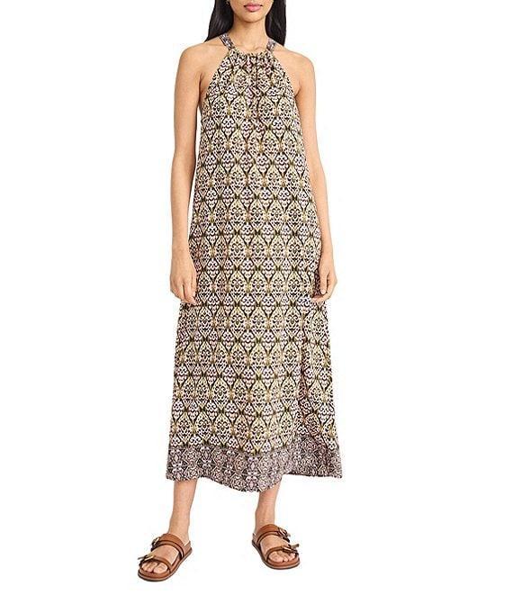 The Good Journey Halter Tie Neck Printed Crepe De Chine Maxi Dress Product Image