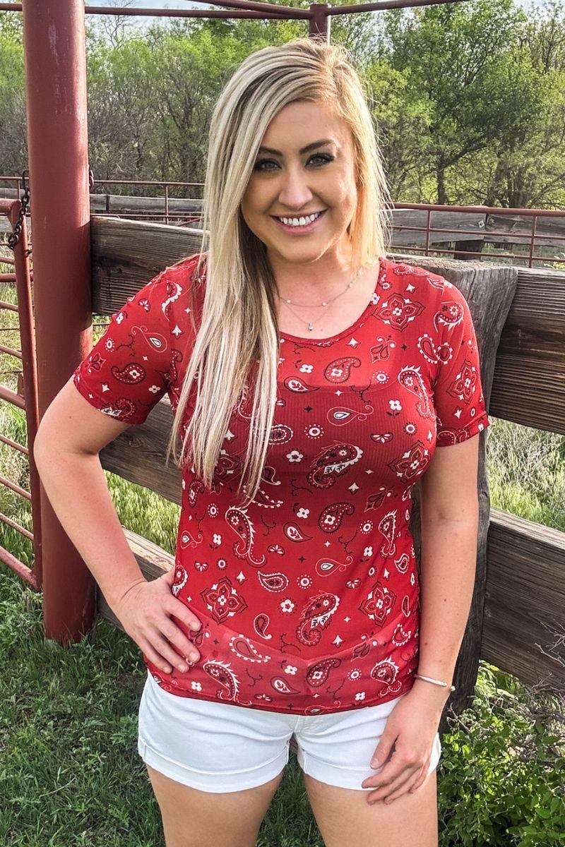 Sterling Kreek Bandana Babe Short Sleeve Mesh Top Product Image