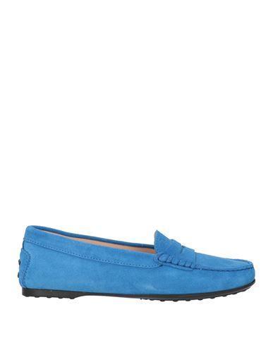 TOD'S Woman Loafers Azure Size 7.5 Soft Leather In Blue Product Image