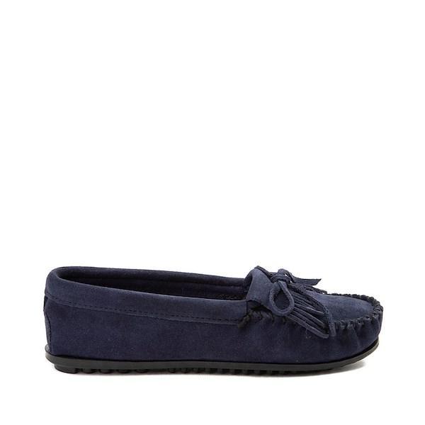 Minnetonka Kilty Suede Bow Detail Fringe Moccasins Product Image