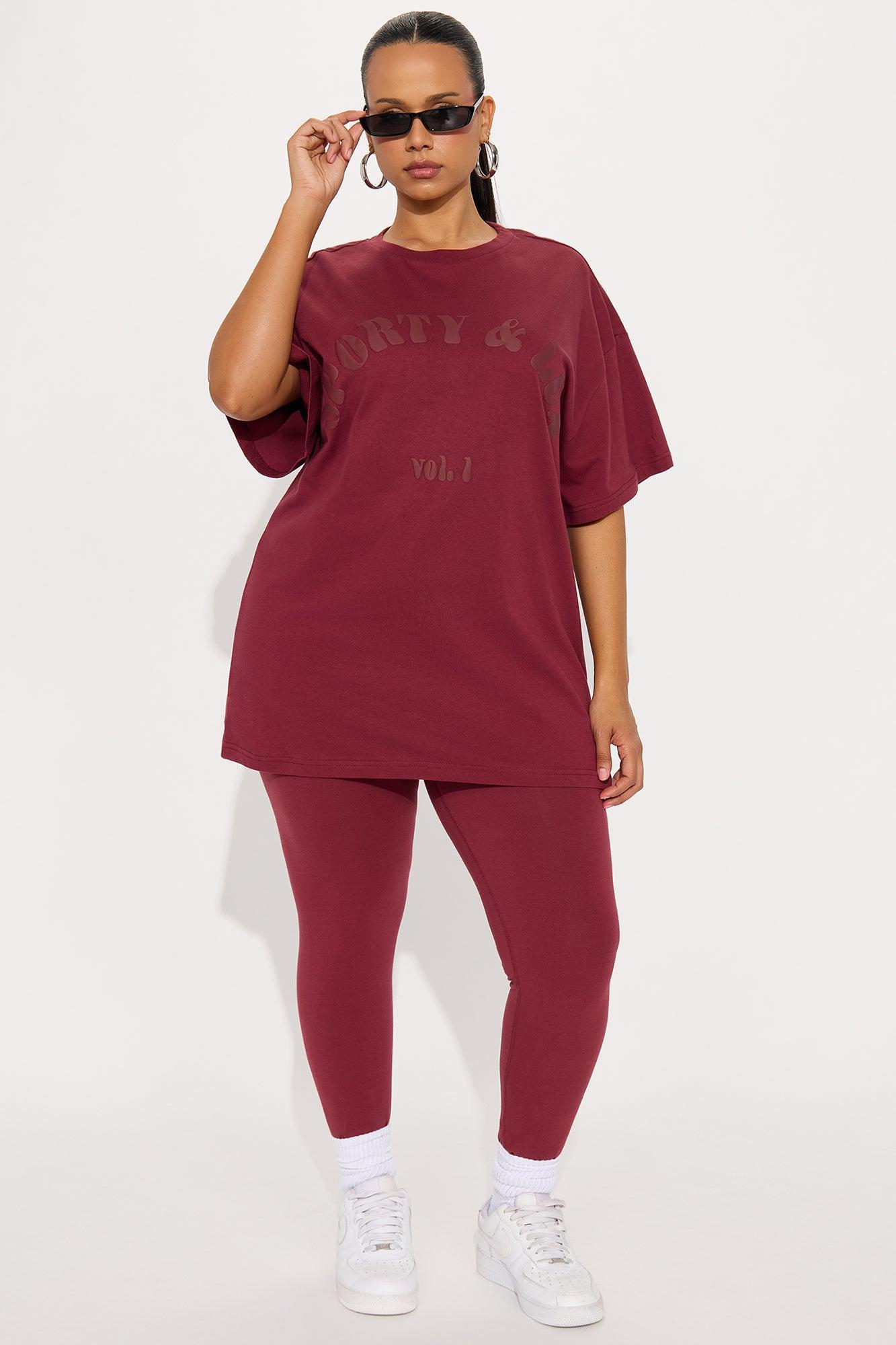Sporty & Lux Legging Set - Burgundy Product Image