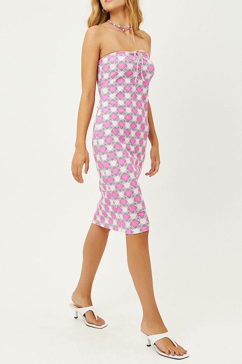 Hope Strapless Terry Dress - Pink Daisy Product Image