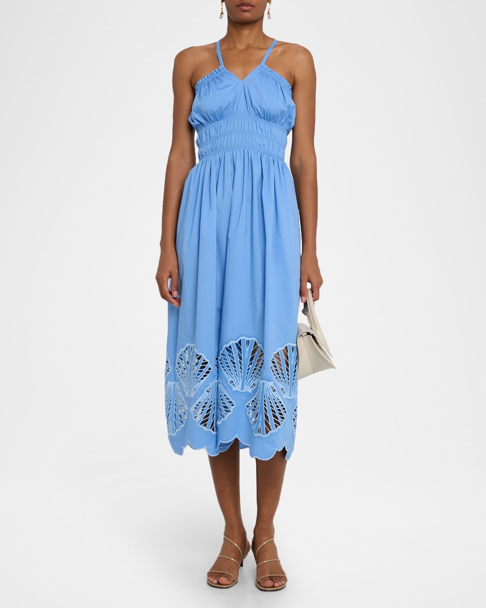 Spritz Smocked Seashell Cutout Midi Dress Product Image