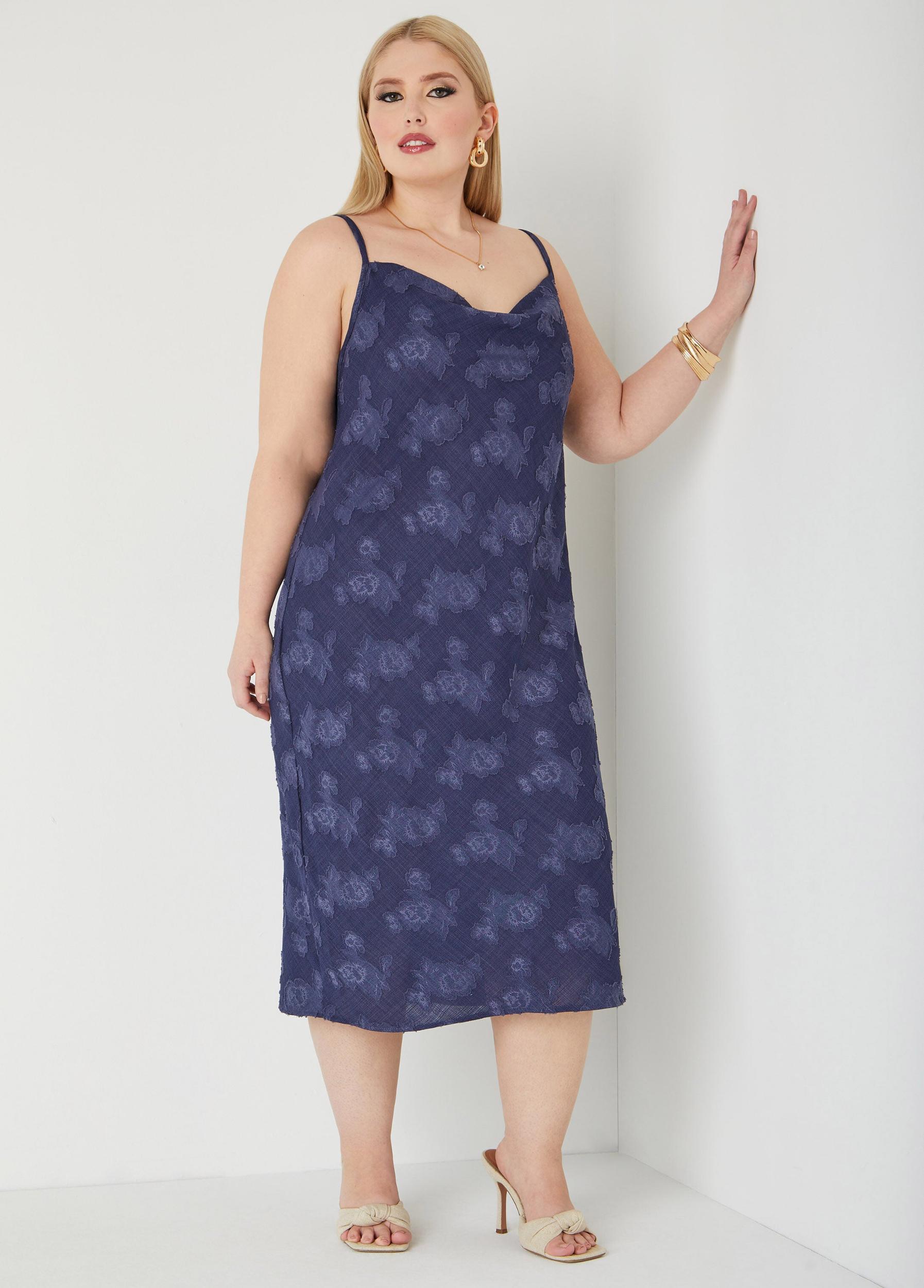 Textured Floral Slip Dress Product Image