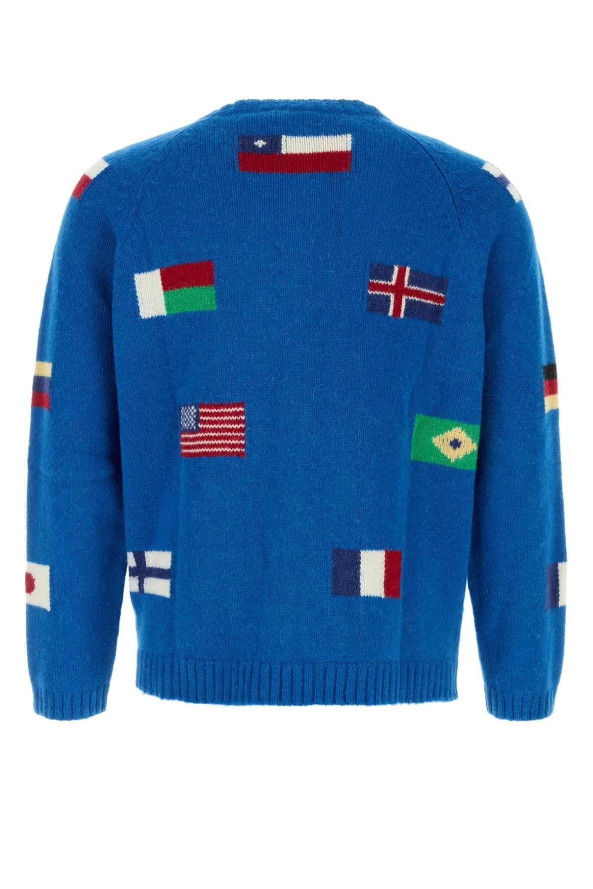 BODE Electric Blue Alpaca Blend Round-the-world Cardigan Product Image