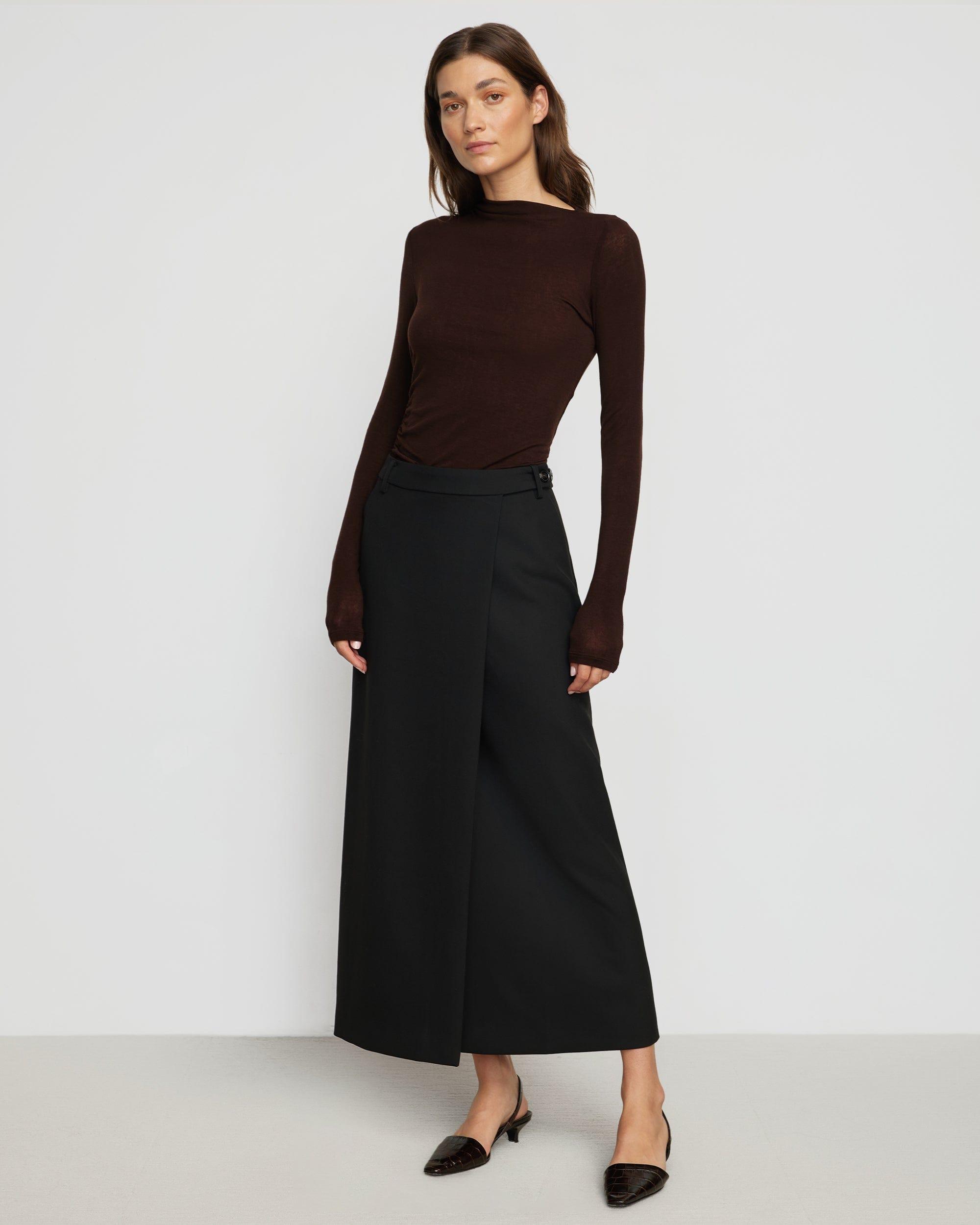 Vittoria Asymmetric-Neck Semi-Sheer Ruched Tee Product Image