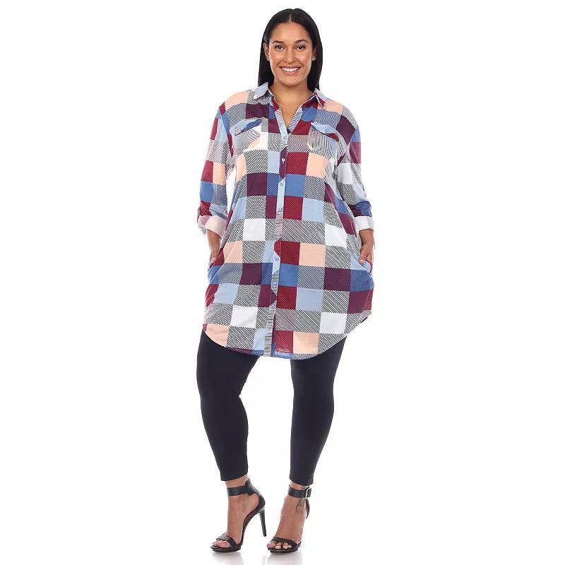 White Mark Plus Size Plaid Tunic Shirt Product Image