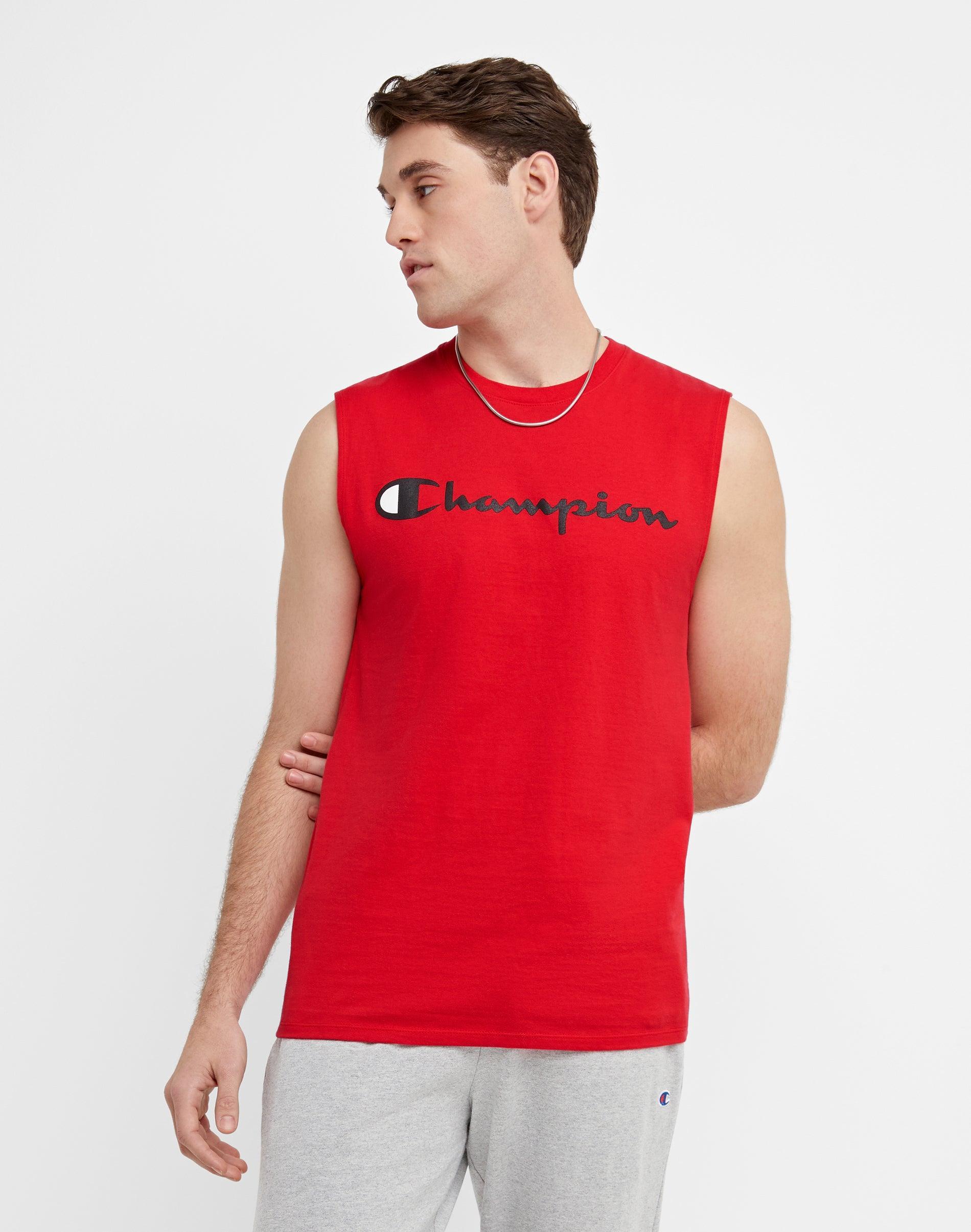 Mens Champion Logo Graphic Muscle Tee Granite Grey Product Image