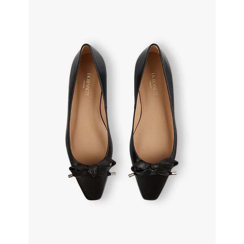 LK BENNETT Womens Bla-black Mabel Bow-embellished Suede Ballet Flats Product Image