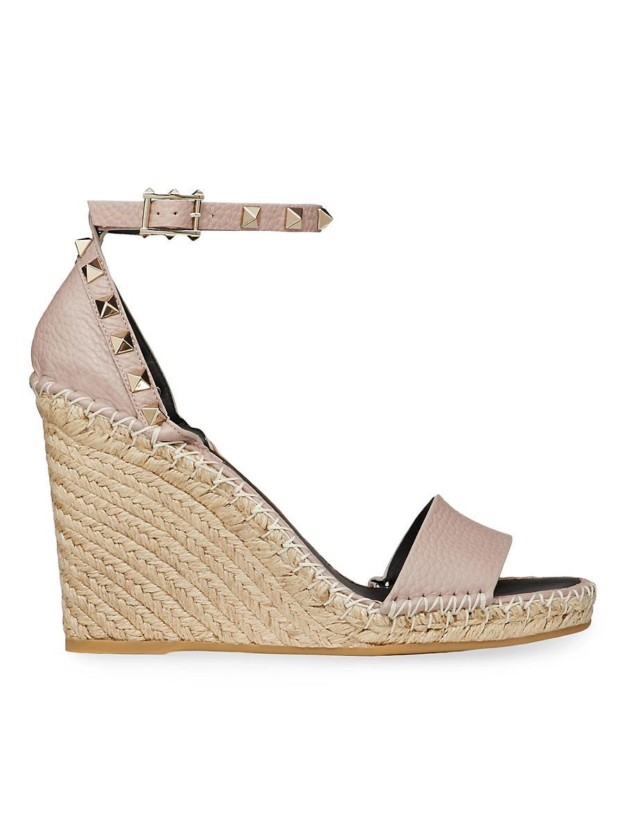 Womens Double Rockstud Grainy Calfskin Wedges 105MM Product Image