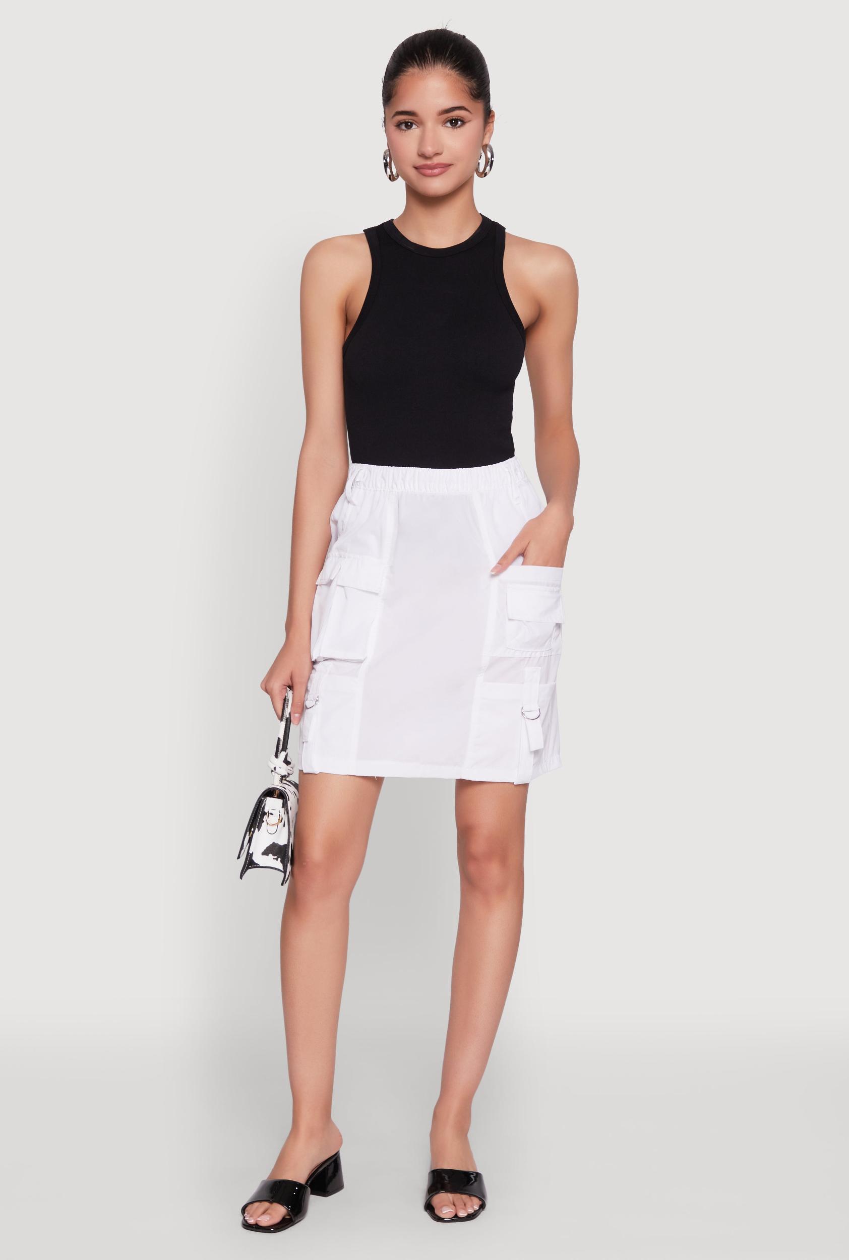 Womens Nylon Tabbed Cargo Mini Skirt Product Image