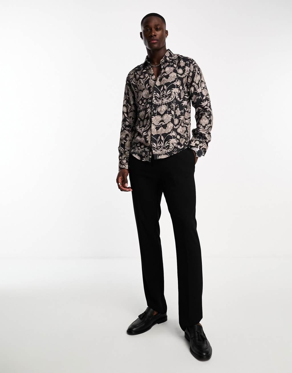 Harry Brown revere short sleeve loose fit floral print shirt Product Image