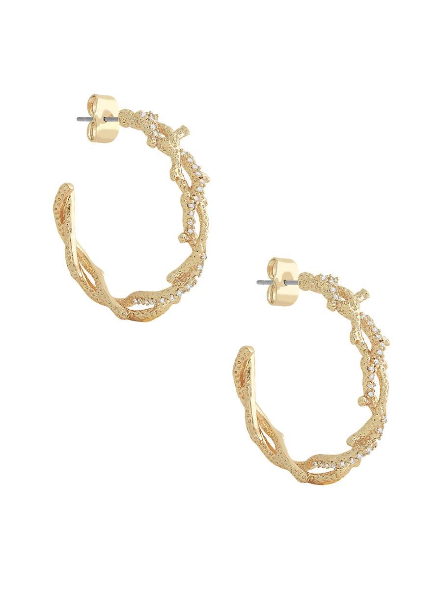 Womens Ocean Coral 18K Gold-Plated Hoop Earrings Product Image