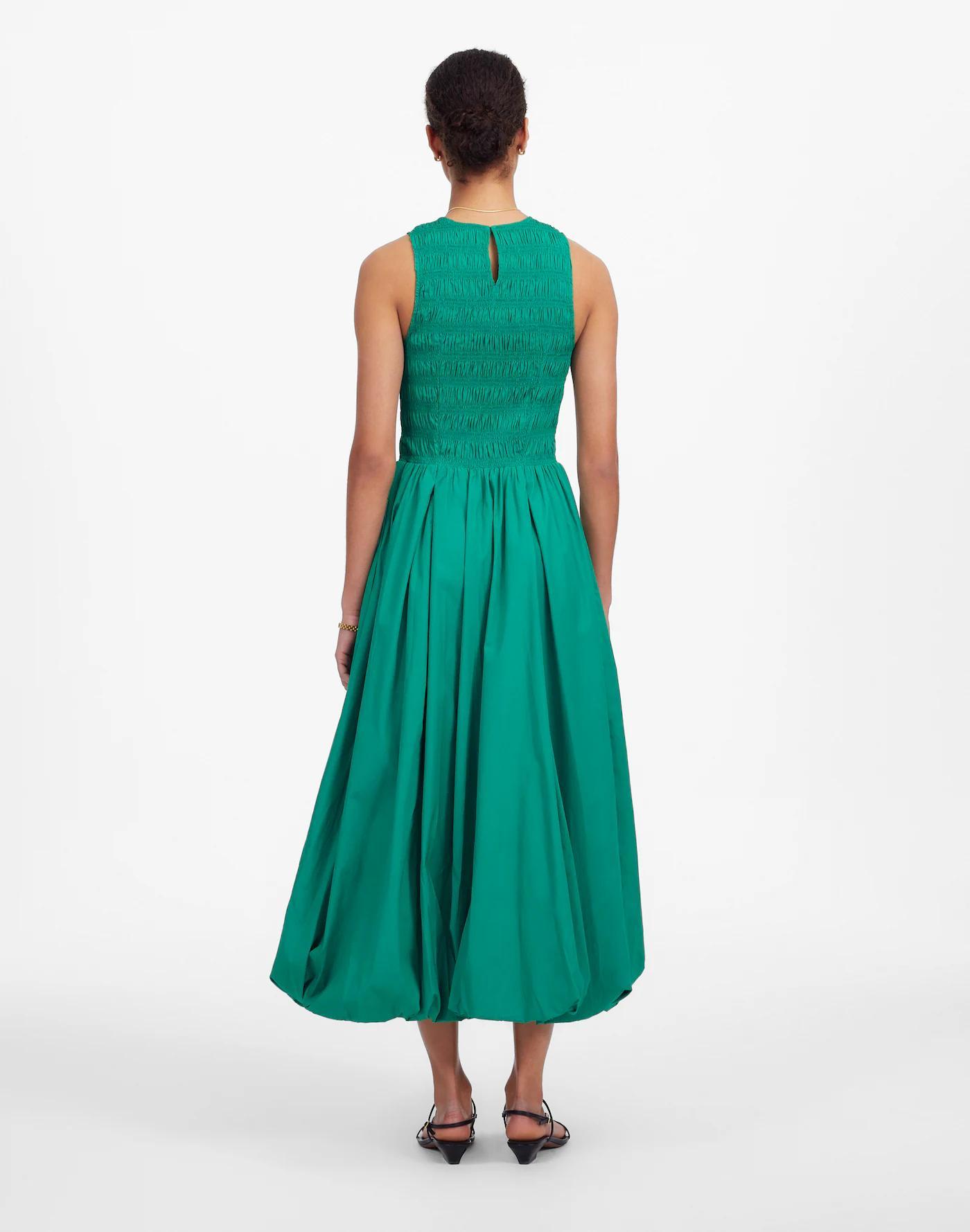 The Melody Bubble-Hem Smocked Midi Dress in Poplin Product Image