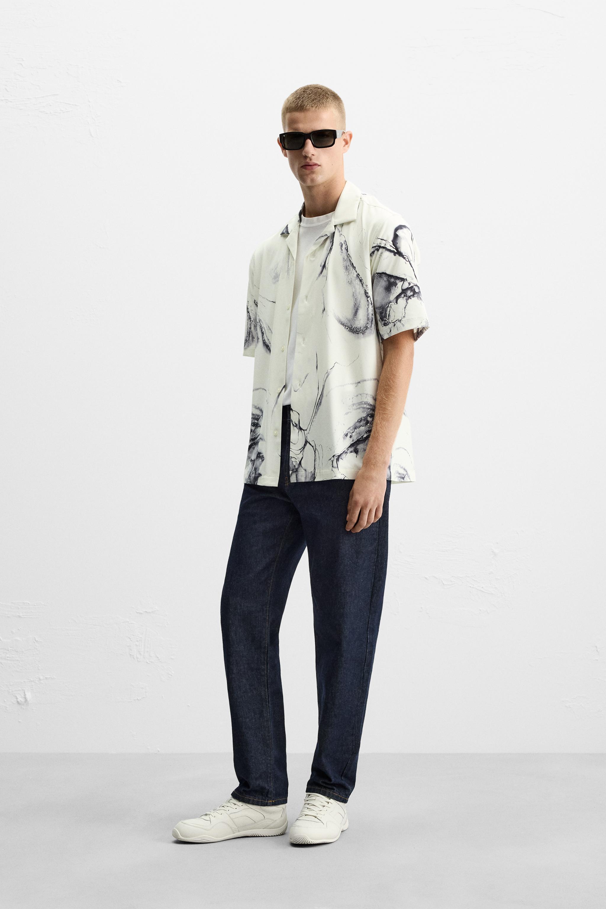 ABSTRACT PRINT STRETCH SHIRT Product Image