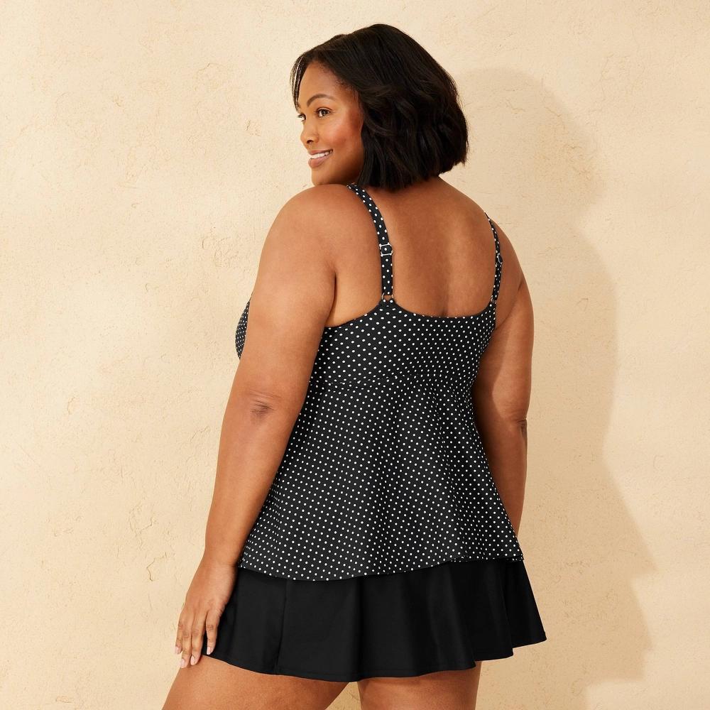 Womens Polka Dot Twist-Front Plunge Tankini Top - Shade & Shore /White18: Nylon Spandex Blend, Adjustable Straps, Removable Cups Product Image