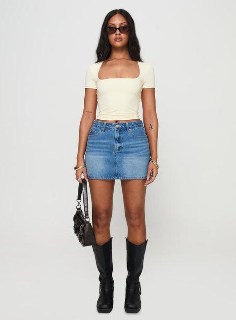 Paulette Denim Mini Skirt Light Wash Product Image