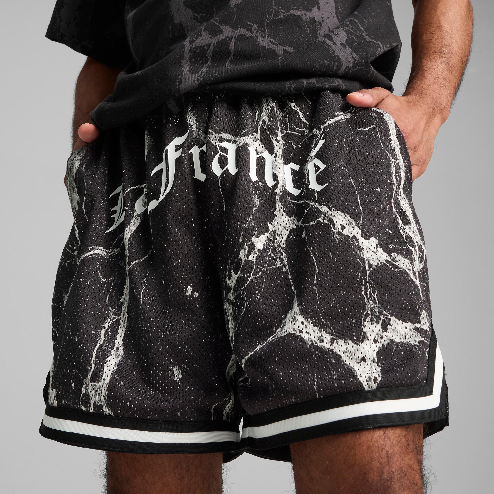 PUMA x LAMELO BALL LaFrancÃ© Written in Chrome Men's Basketball Shorts in Black/White/Aop Product Image