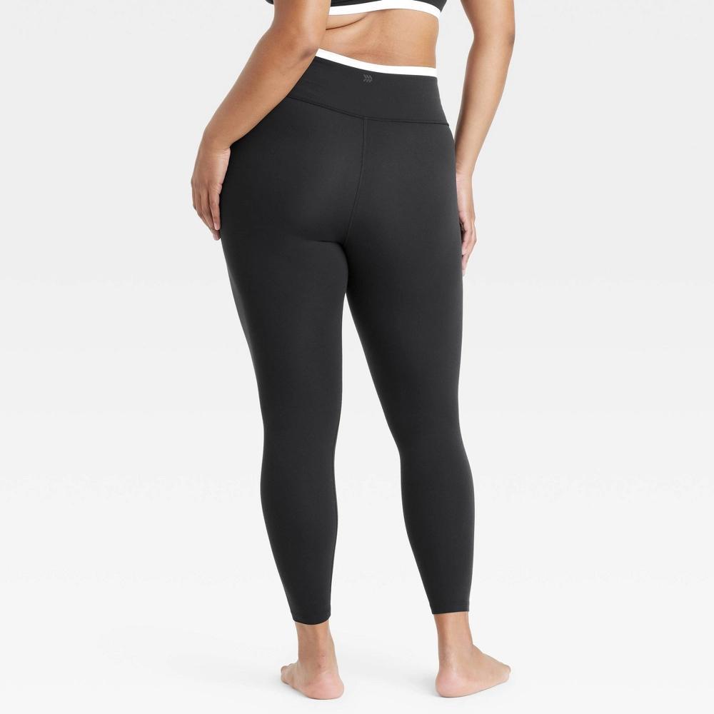 Womens Everyday Soft High-Rise Piped V-Waistband 7/8 Leggings - All In Motion Black L: Moisture Wicking, Quick Dry, UPF 50+ Product Image